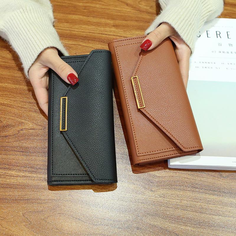 Multifunctional buckle solid color wallet mySite