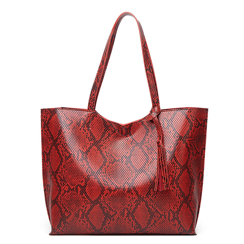 Fashion Snake Print Large Capacity Tote Bag Shoulder Bag mySite
