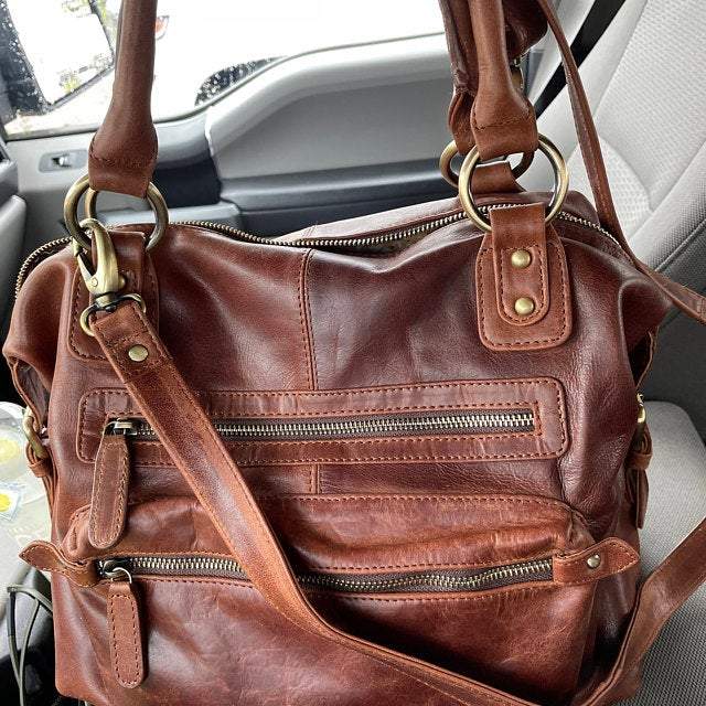 Retro Oil Leather Wax Single Shoulder Slung Woman Bag mySite