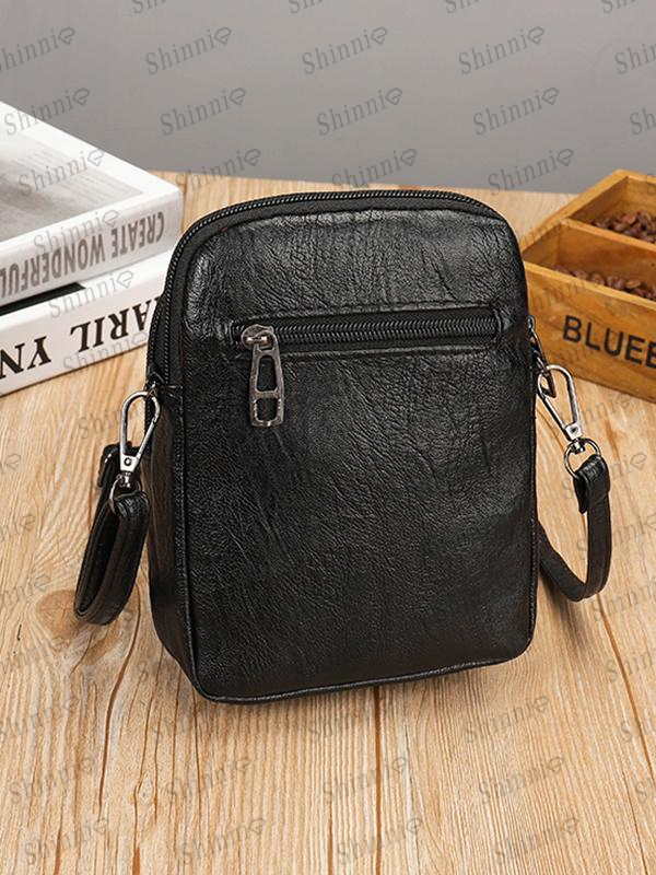 Vintage Studded Washed Leather Crossbody Bag mySite