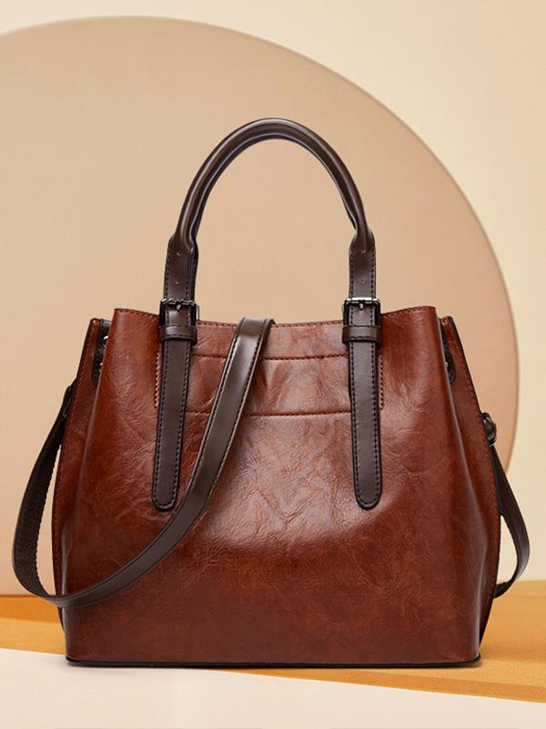 Vintage Crossbody One Shoulder Large Capacity Tote Leather Bag mySite