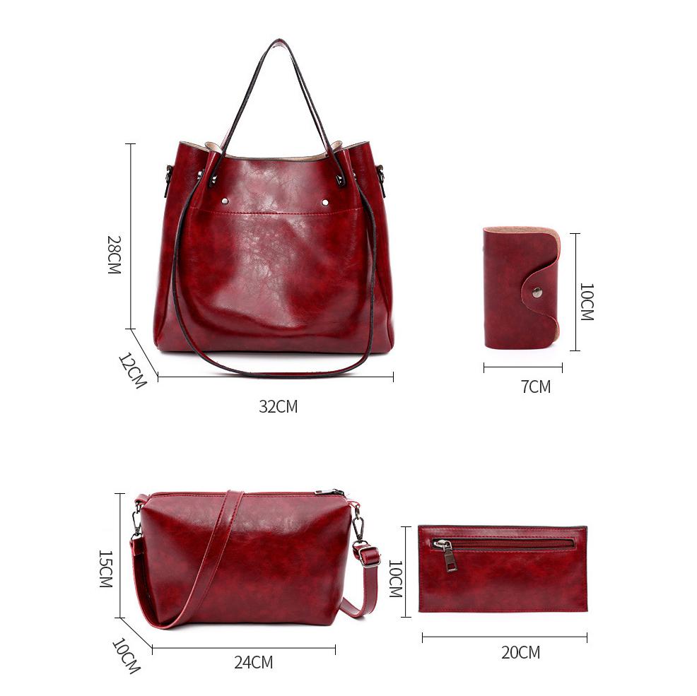 Ladies retro four-piece large-capacity Picture-mother bag, solid color handbag, one-shoulder diagonal bag mySite