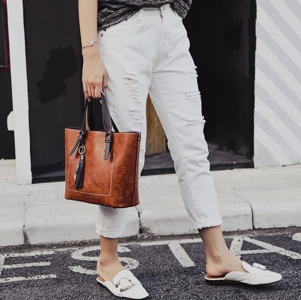 Ladies retro handbag wild large-capacity bucket bag retro single shoulder messenger bag mySite