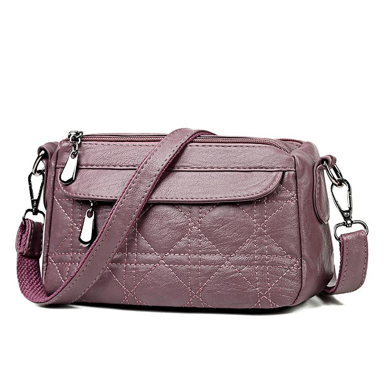 Ladies double-layer large capacity diagonal shoulder bag washed soft leather pouch mySite