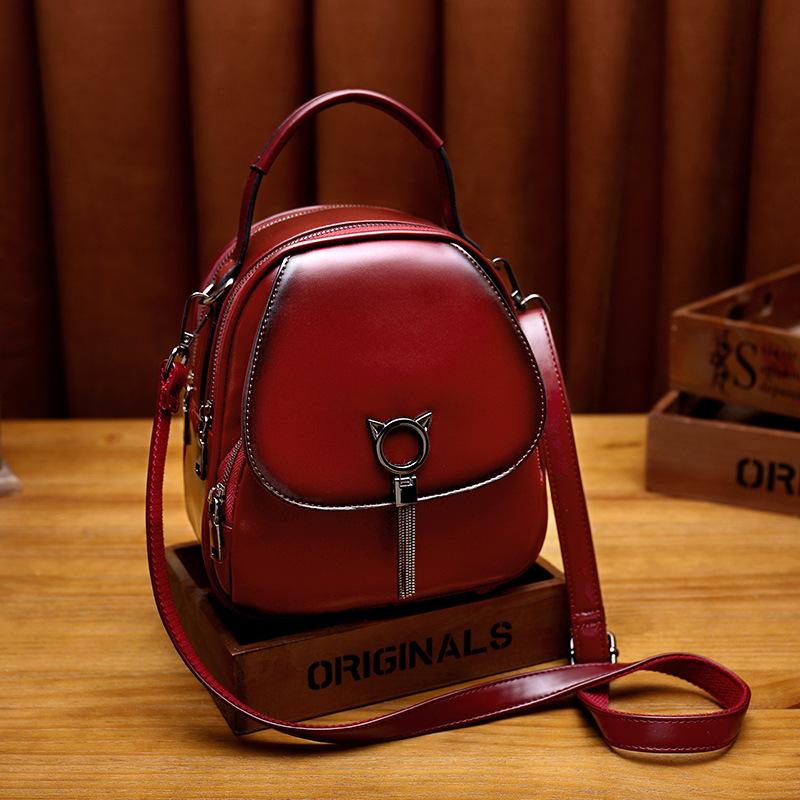 Leather Backpack fashion Mini versatile Backpack mySite
