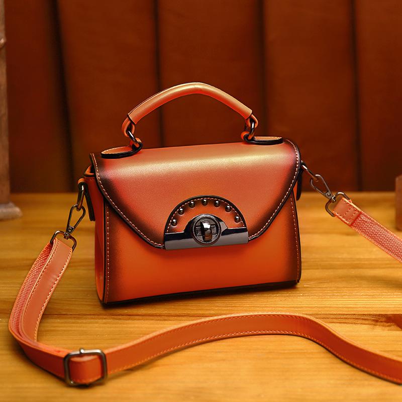 Retro oblique span oil wax cow leather one shoulder handbag mySite