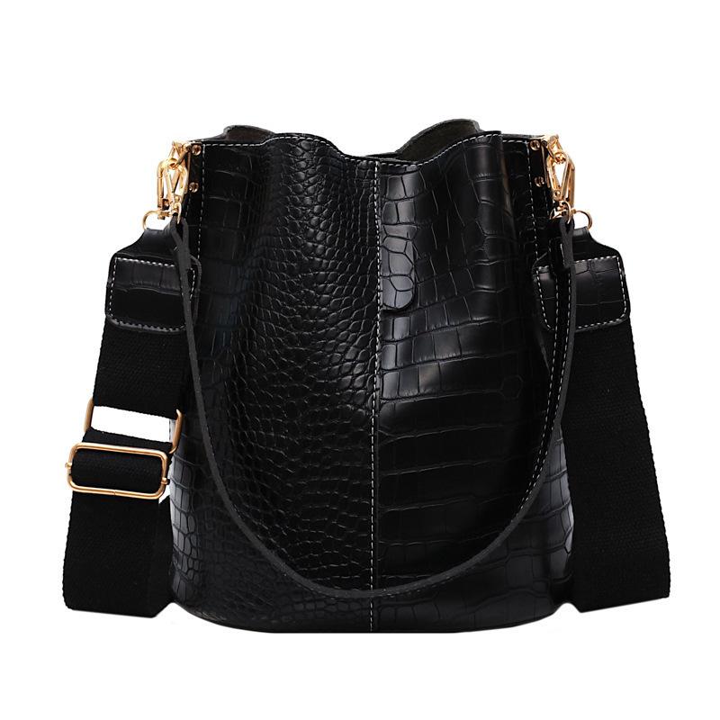 Crocodile pattern single shoulder bucket bag large capacity broadband messenger bag mySite