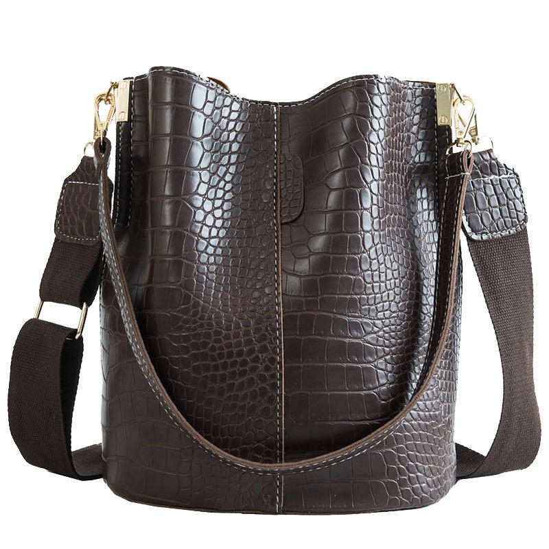 Crocodile pattern single shoulder bucket bag large capacity broadband messenger bag mySite