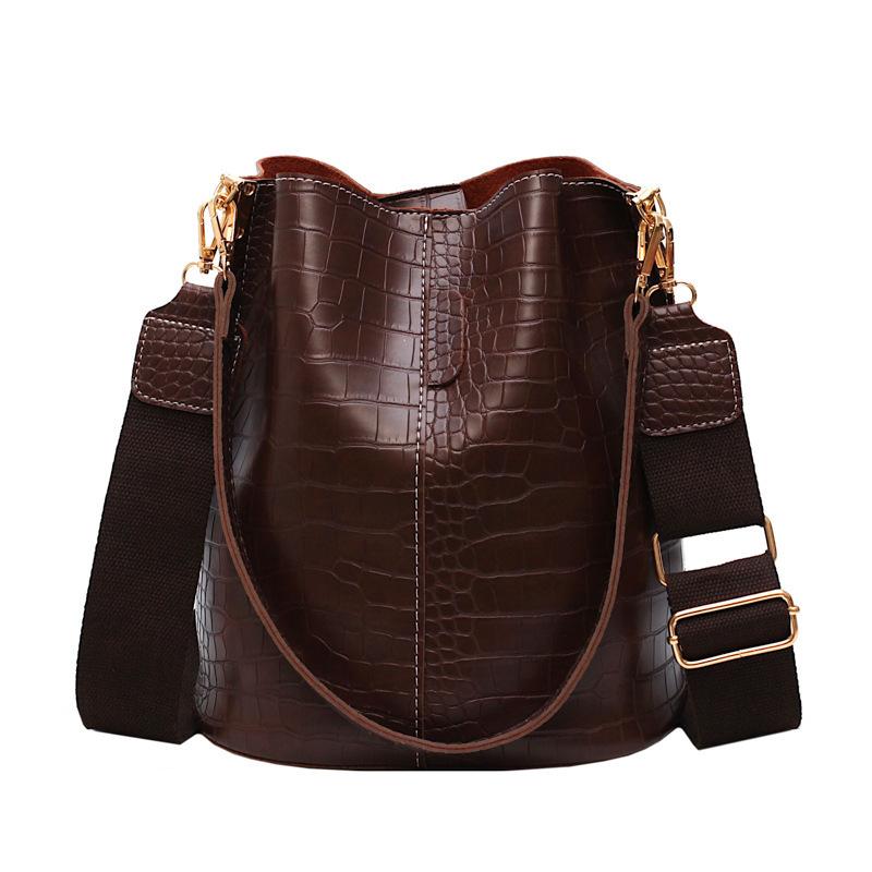 Crocodile pattern single shoulder bucket bag large capacity broadband messenger bag mySite